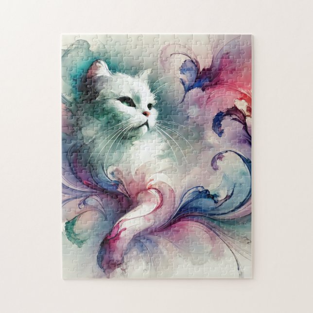 Ethereal Watercolor Cat Jigsaw Puzzle (Vertical)