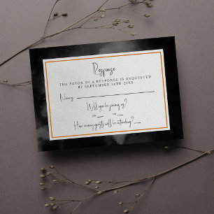 Ethereal Watercolor Dark Moody Halloween Wedding RSVP Card