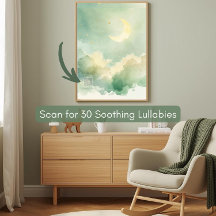 Ethereal Watercolor Moon & Stars Nursery Wall Art
