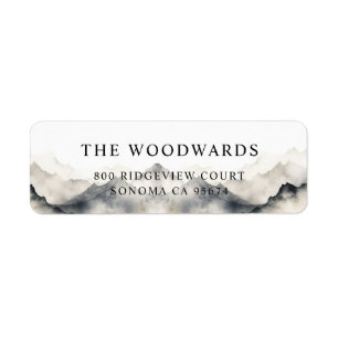 Ethereal Watercolor Mountain Peaks Return Address Label