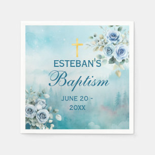 Ethereal Watercolor Nature Baptism Decor Napkins