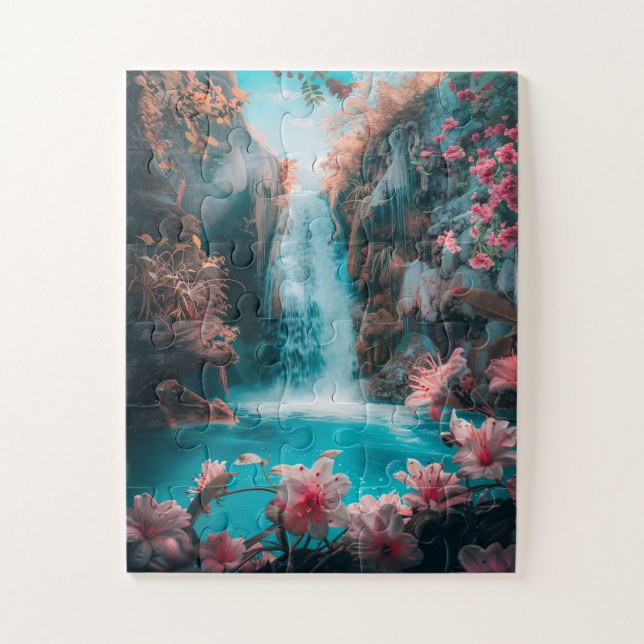 Ethereal Waterfall in Spring Jigsaw Puzzle (Vertical)