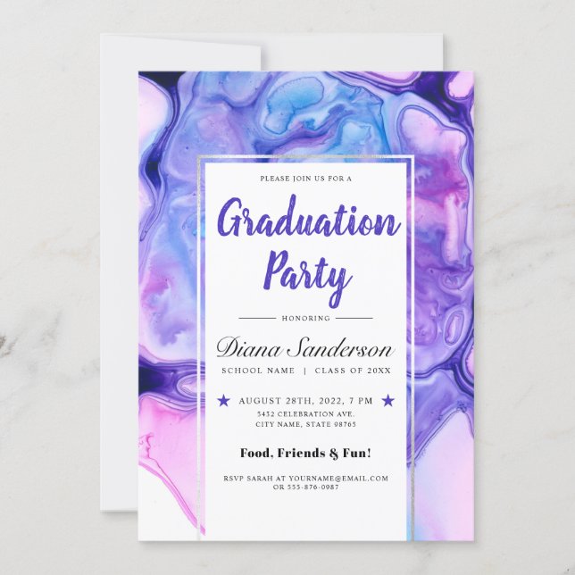 Ethereal Wave Graduation Party Invitations V 03 (Front)
