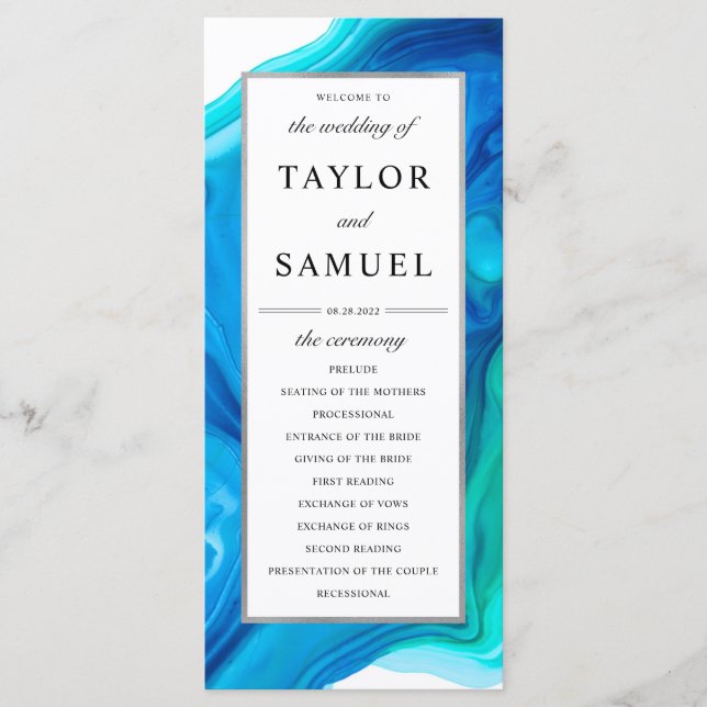 Ethereal Wave Wedding Ceremony Program Beach (Front)
