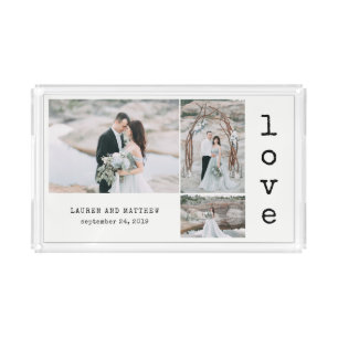 Ethereal Wedding Love 3 Photo Collage Acrylic Tray
