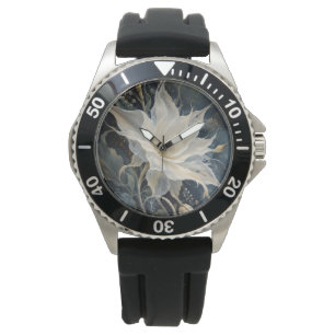 Ethereal White Flower on Dark Teal Sport Watch