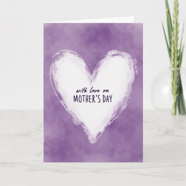 Ethereal White Heart Mothers Card (Front)