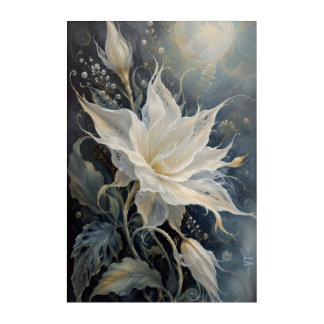 Ethereal White Night-Blooming Flower – Mystical Acrylic Print