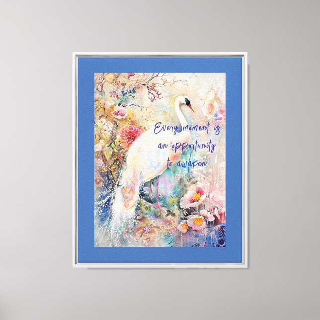 Ethereal White Peacock Stretched Canvas Print (Front)