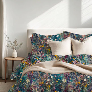 Ethereal Wildflower Dreams Abstract Art Design Duvet Cover