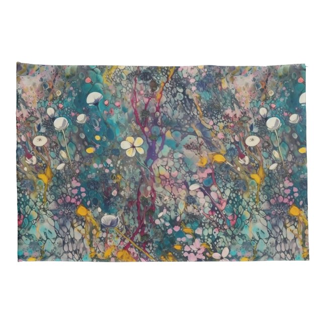 Ethereal Wildflower Dreams Abstract Art Design Pillow Case (Back-Right)