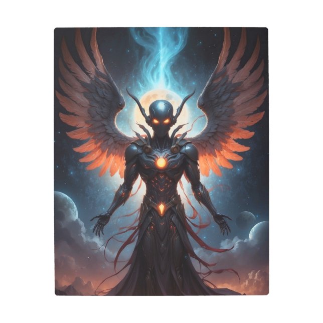 Ethereal winged alien. metal print (Front)