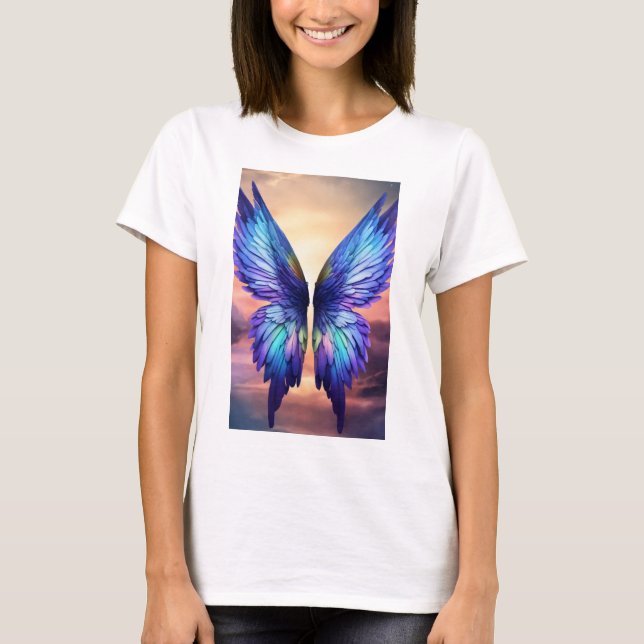 Ethereal Wings: Abstract Butterfly Elegance T-Shirt (Front)