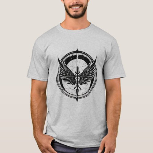 Ethereal Wings Abstract Line Art logo T_Shirt