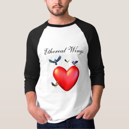 Ethereal Wings with red heart party Tshirt