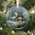 Ethereal Winter Scene Kinkade Inspired Glass Ornament<br><div class="desc">Lovely winter scene inspired by Thomas Kinkade will shine and reflect your lights and complement your Christmas tree and the rest of your holiday home.  Gorgeous colors.  Thanks for looking; we appreciate your business at Paws Charming.</div>