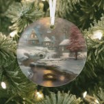 Ethereal Winter Scene Kinkade Inspired Glass Ornament<br><div class="desc">Lovely winter scene inspired by Thomas Kinkade will shine and reflect your lights and complement your Christmas tree and the rest of your holiday home.  Gorgeous,  intense colors.</div>