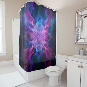 Ethereal Wisps: Blue & Mauve Kirlian Art Shower Curtain