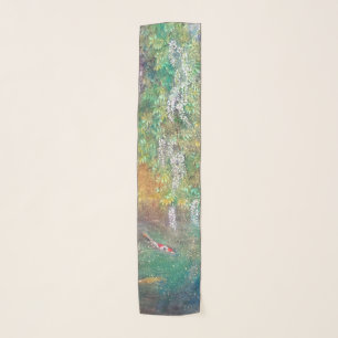Ethereal Wisteria: The Koi's Golden Dream Scarf