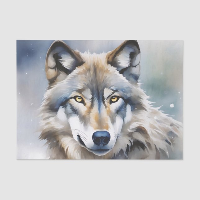 Ethereal Wolf Watercolor Portrait Tissue Paper (Front)