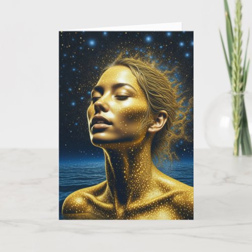 Ethereal Woman Meditating Under the Stars Card