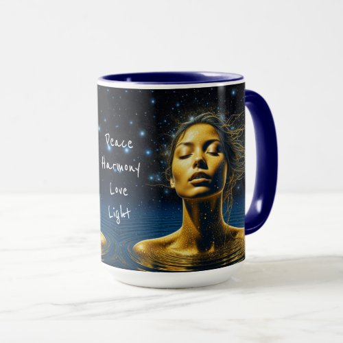 Ethereal Woman Meditating Under the Stars Mug