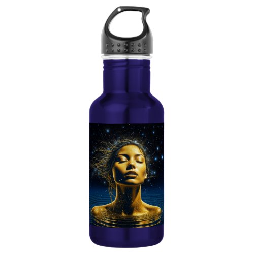 Ethereal Woman Meditating Under the Stars Stainless Steel Water Bottle