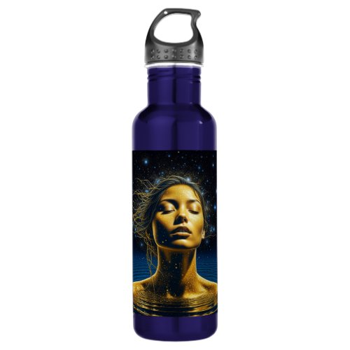 Ethereal Woman Meditating Under the Stars Stainless Steel Water Bottle