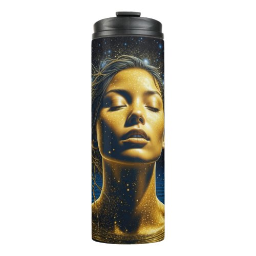 Ethereal Woman Meditating Under the Stars Thermal Tumbler