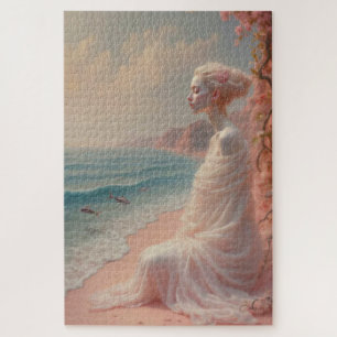 Ethereal Woman on Dreamy Beach Jigsaw Puzzle