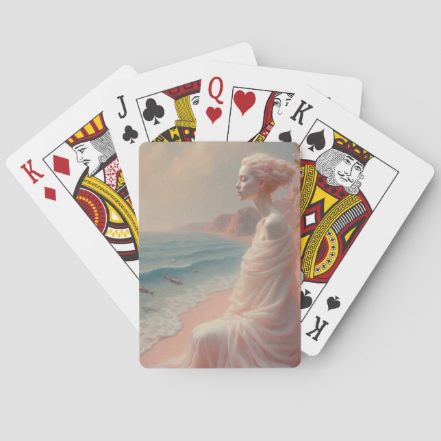 Ethereal Woman on Dreamy Beach Poker Cards (Back)