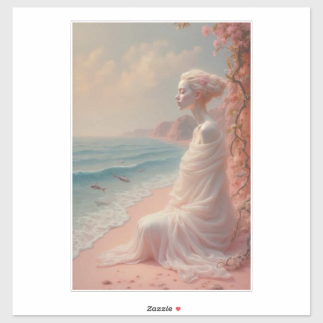 Ethereal Woman on Dreamy Beach Sticker (Sheet)