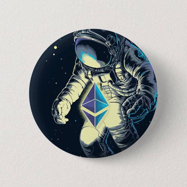 Ethereum Crypto Astronaut - ETH  To The Moon  Button (Front)
