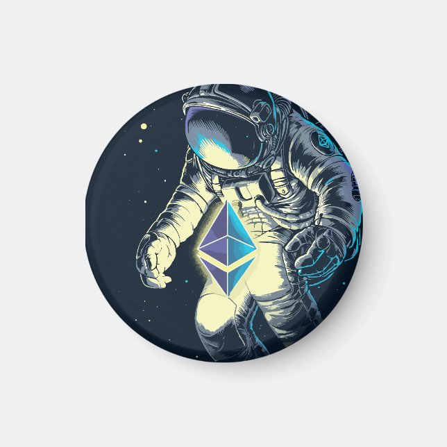 Ethereum Crypto Astronaut - ETH  To The Moon  Magnet (Front)