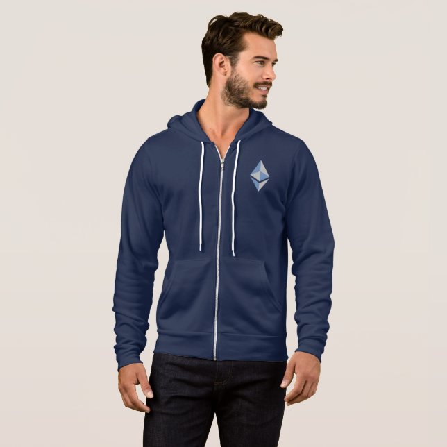 Ethereum ETH Gray & Blue Logo | Zip Hoodie (Front Full)