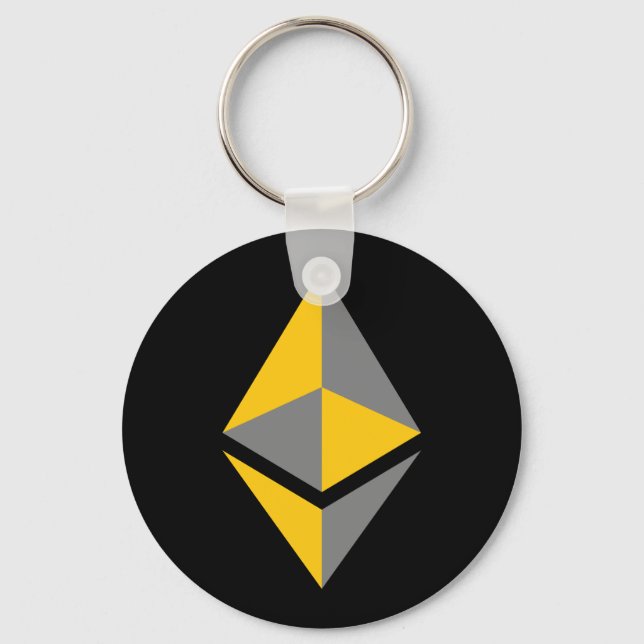 Ethereum ETH Gray & Gold Logo | Basic Keychain (Front)