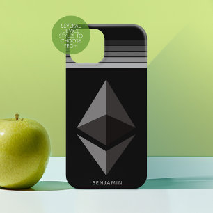 Ethereum Investment Crypto Icon with Gray Stripes iPhone 15 Pro Case