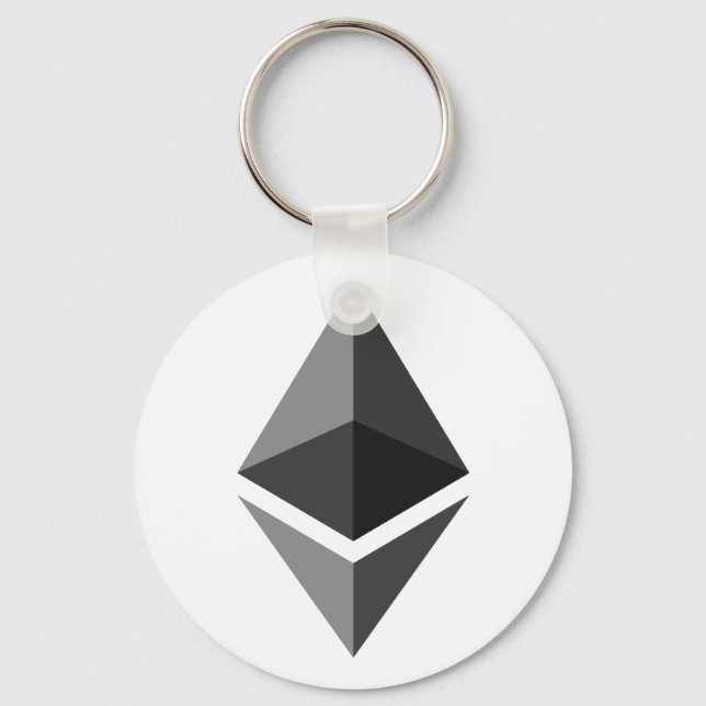 Ethereum Logo Keychain Simple Grey white crypto (Front)