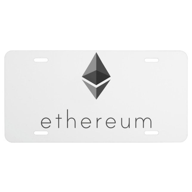 Ethereum Logo Symbol Crypto Coin License Plate (Front)