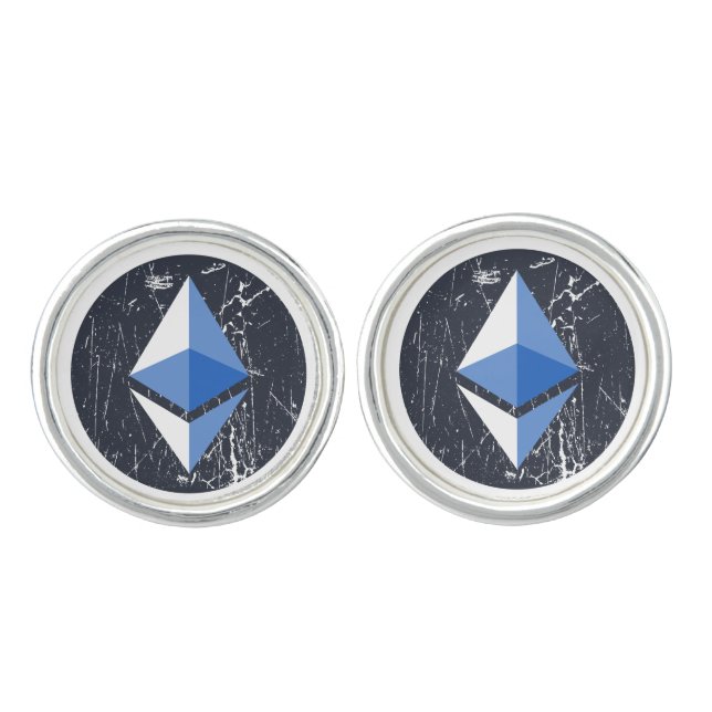ethereum symbol grunge crypto cryptocurrency money cufflinks (Front)