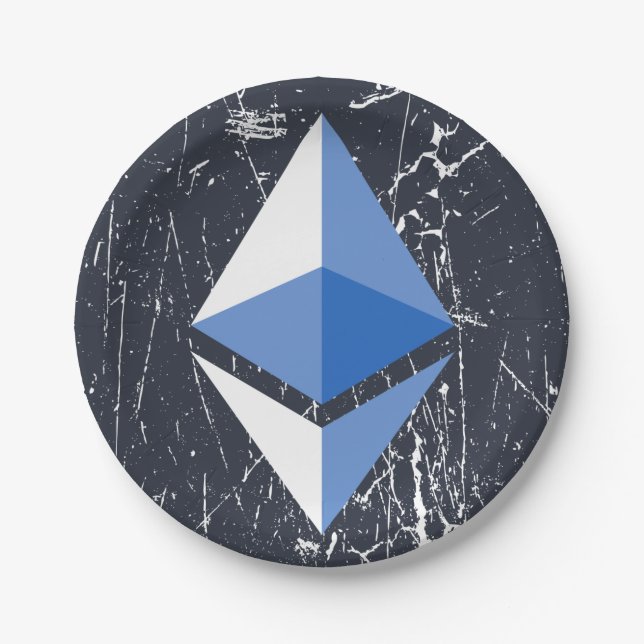 ethereum symbol grunge crypto cryptocurrency money paper plates (Front)