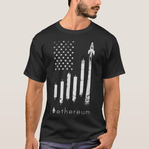 ETHEREUM To The Moon Crypto ETH coin US Flag T_Shirt