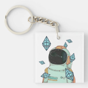 Ethereum To The Moon ETH Space Man Merch Keychain
