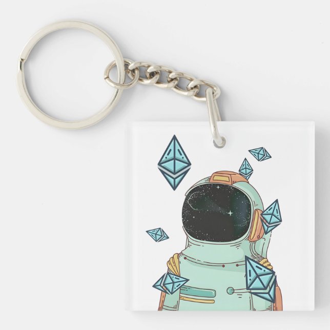 Ethereum To The Moon ETH Space Man Merch  Keychain (Front)