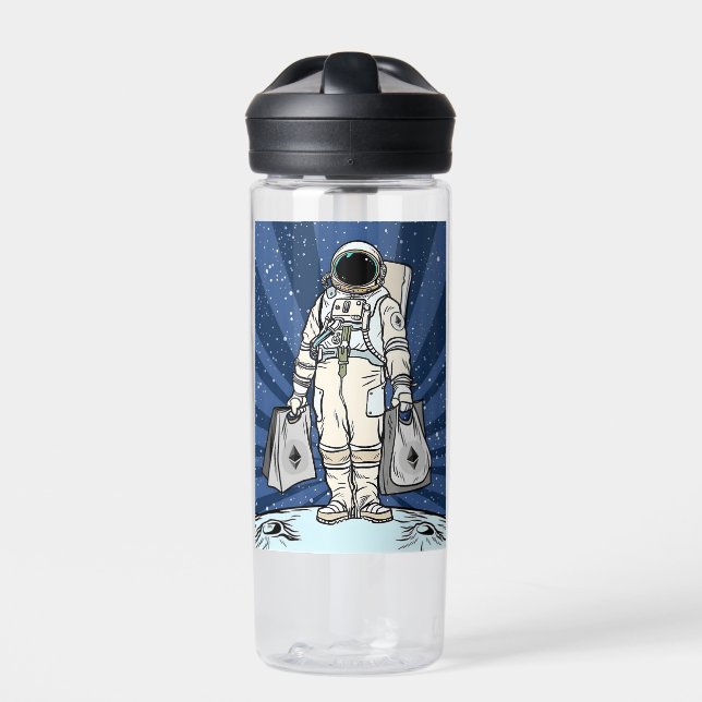Ethereum To The Moon ETH Space Man Merch  Water Bottle (Front)
