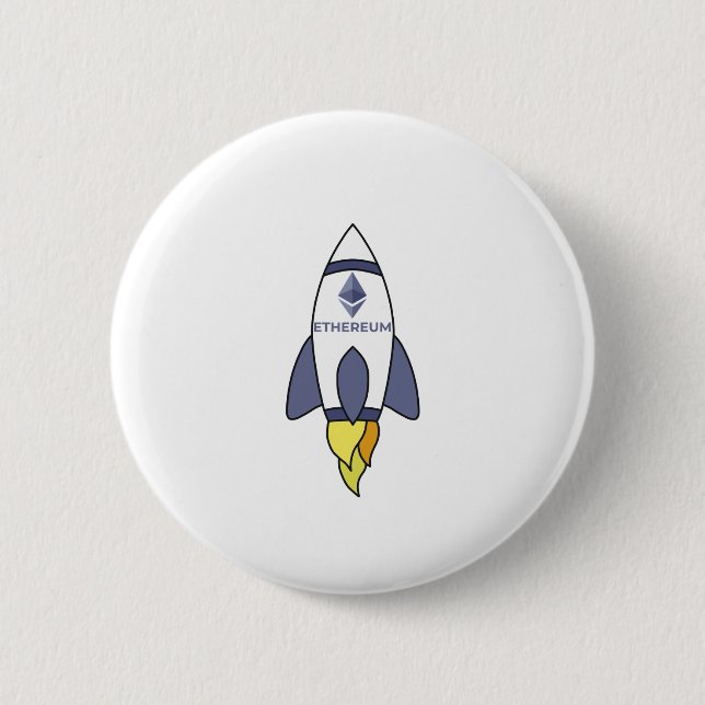 Ethereum To The Moon Rocket Button (Front)