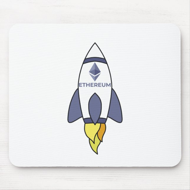 Ethereum To The Moon Rocket Mouse Pad (Front)