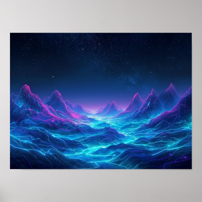 Etheric Topography: A Neon Synthwave Odyssey Poster (Front)