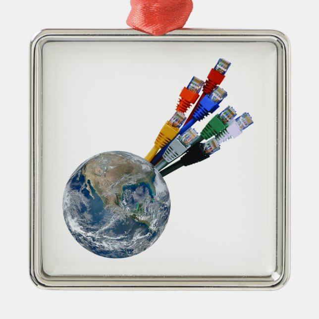 Ethernet Network Connected Earth Metal Ornament (Front)