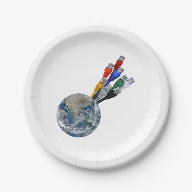 Ethernet Network Connected Earth Paper Plates (Front)